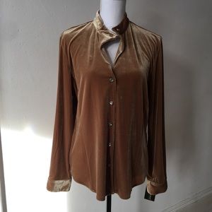 Harve Bernard gold velvet blouse NWT